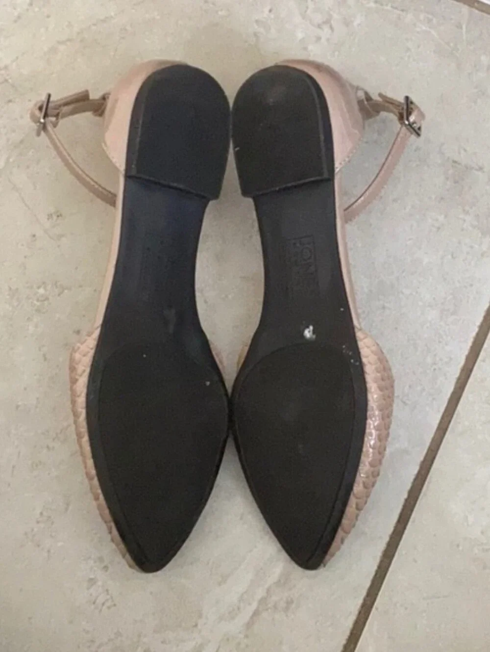 Jones New York | Sophia Nude Patent Pointed Ankle-Strap Flats